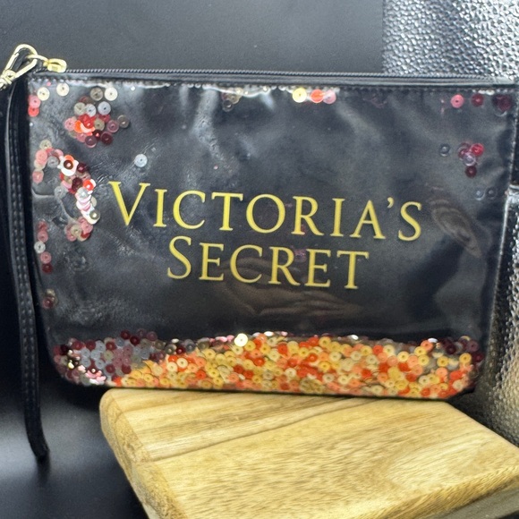 Victoria's Secret Handbags - Victoria's Secret Black and Sequin Cosmetic Pouch